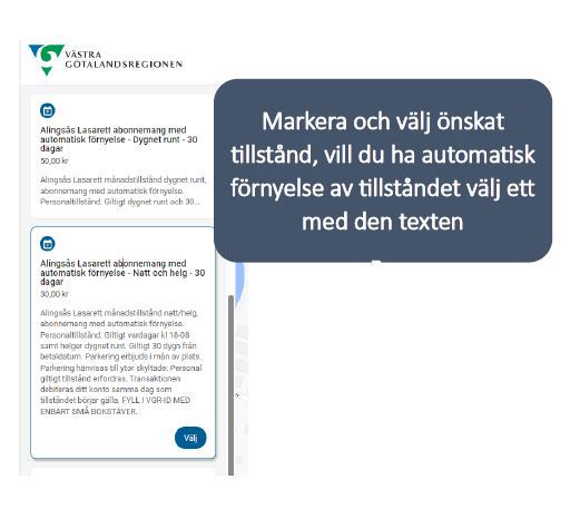 Välj typ av p-tillstånd.