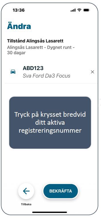 Tryck på krysset bredvid p-tillståndet.