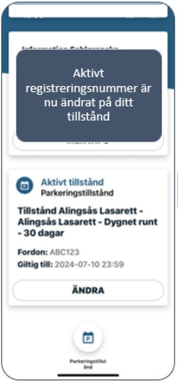 Nu är registreringsnumret ändrat på p-tillståndet.