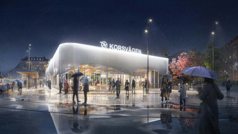 resecentrum korsvägen i mörker